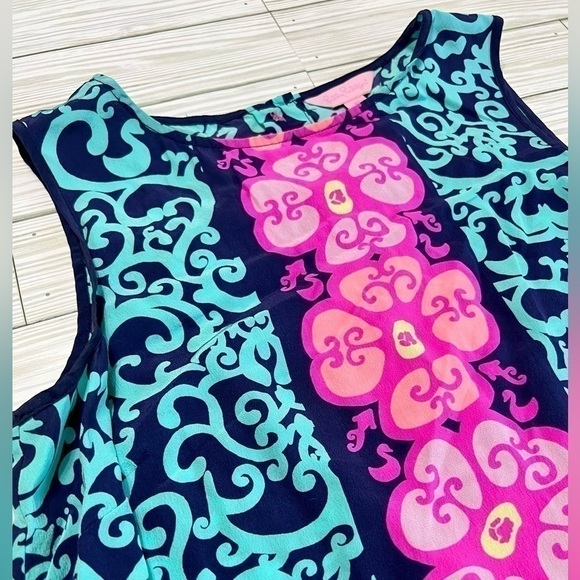 LILLY PULITZER Women’s 100% Silk Tank Fountain Hopping Iona Shell Size XS Floral - Picture 3 of 15